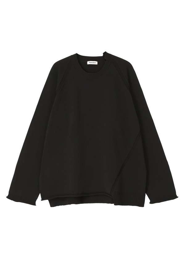 商品写真:コットンストレッチニット / ニットプルオーバー (black)