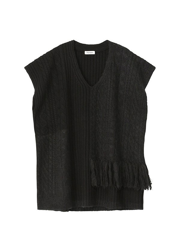 商品写真:black / ブロックインターシャ / ニットベスト