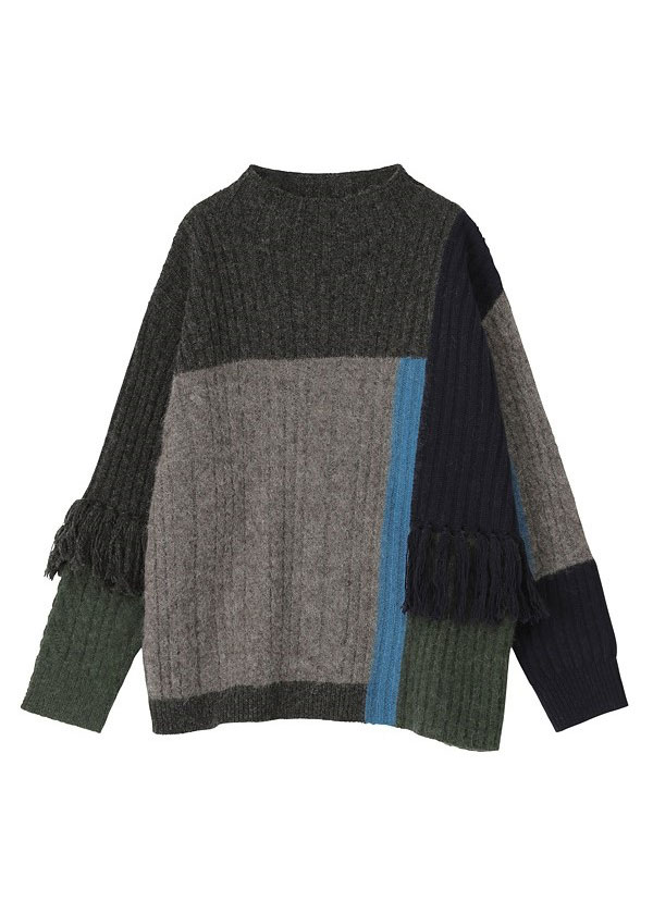 商品写真:gray / ブロックインターシャ / プルオーバー