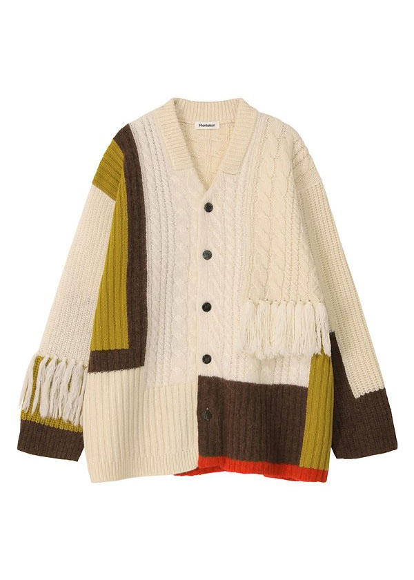 商品写真:off white / ブロックインターシャ / ニットカーディガン