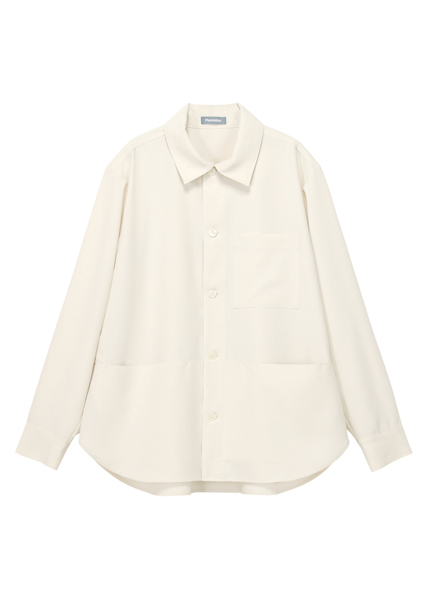 商品写真:シャツ/ ユニセックス PEバックヘリンボン/off white