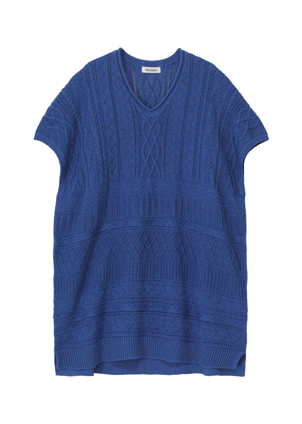 商品写真:ベスト/ ガンジーニット/blue