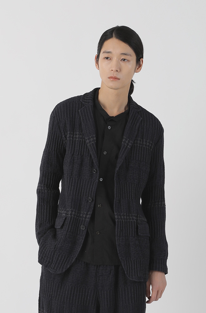 写真:BIZENガンジーWAVEジャケット(navy)/男性モデル着用イメージ